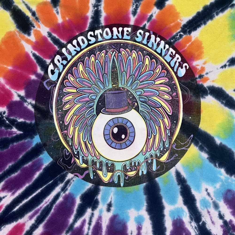 Grindstone Sinners Psychedelic Tie Dye T-Shirt Space‎ Eyeball Graphic Band Tee